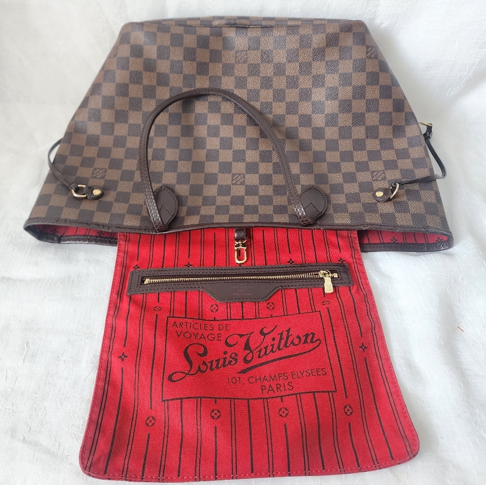 Auth Louis Vuitton Neverfull Damier Ebene MM Tote Bag - Picture 7 of 12